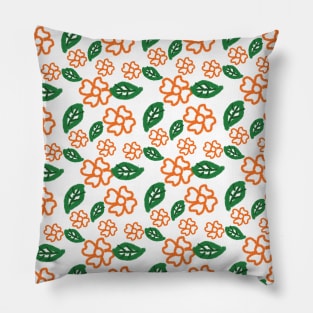 Orange flowers and green leaves Pillow