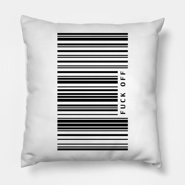 Barcode F OFF Pillow by Roufxis