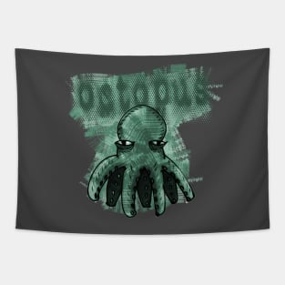 green tint cartoon style octopus Tapestry