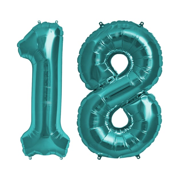 Aqua Blue 18th Birthday Metallic Helium Balloons Numbers by podartist