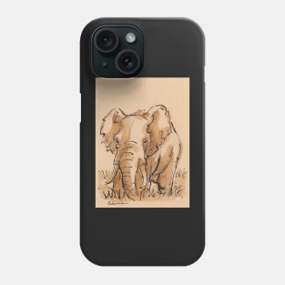 "Pensive"  Elephant Ink Wash Painting Phone Case