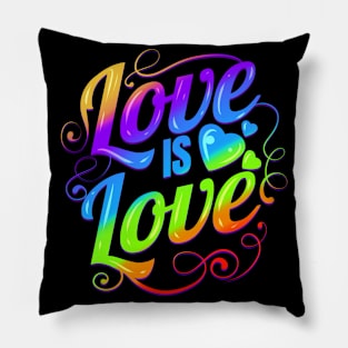 Colorful Love Is Love LGBTQ Logo Pride Month Pillow