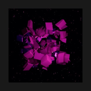 Cube Explosion Space Art Purple T-Shirt