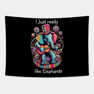 Harmonious Elephant: Guitar Jam Session Tapestry