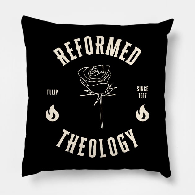 Tulip since 1517 reformed theology gold design Pillow by Patrickchastainjr