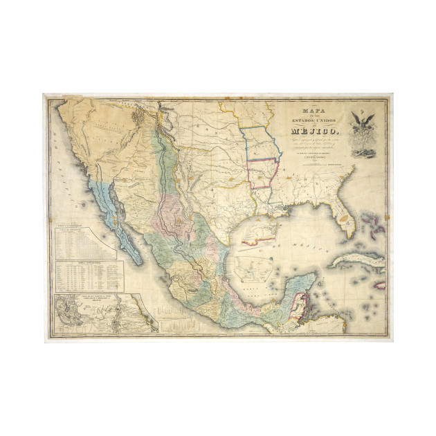 vintage map of mexico 1847 mexico map t shirt teepublic