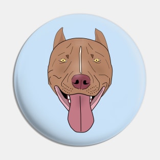 Smiling Red Nose Pit Bull with his Tongue Out - Line Art Pin
