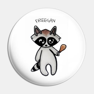 Freegan Raccoon on White Pin