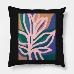 Abstract tropical leaves, Plant, Line art Pillow