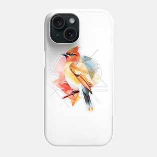 Colorful and geometric cedar waxwing Phone Case