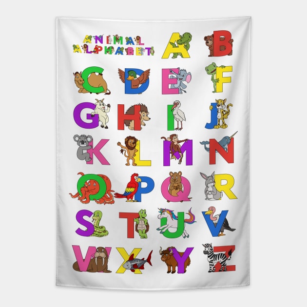 Animal Alphabet Tapestry by BoombasticArt