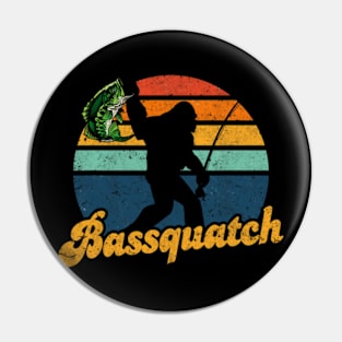 Bassquatch Funny Bigfoot Fishing Outdoor Retro Sasquatch Pin