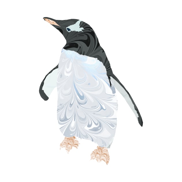 Marbled Paper Gentoo Penguin by MarbleCloud