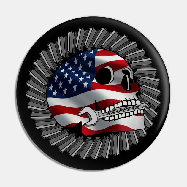 American gearhead skull Pin by Ugga Dugga Designs