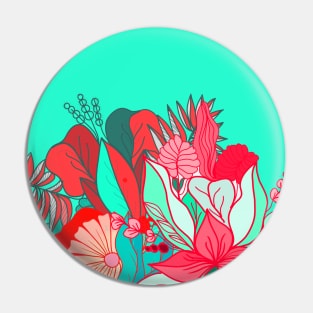 Flower tropical illustration on red and pink cute Pin