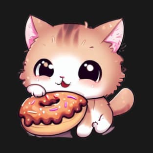 Cat Eating Donut T-Shirt