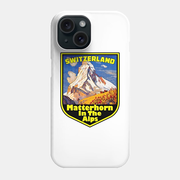 Matterhorn Switzerland Vintage Travel Phone Case by TravelTime