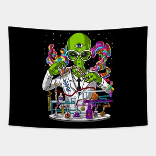 Alien Psychedelic Scientist Tapestry