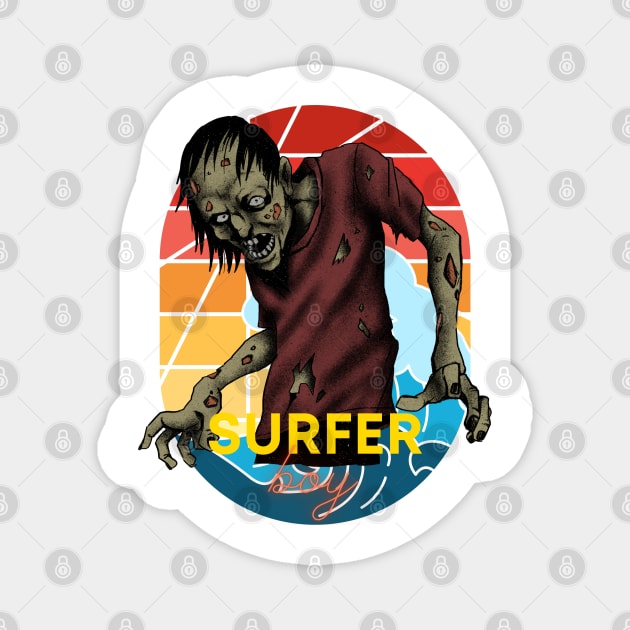 The zombie surf boy Magnet by AshArtNdesign