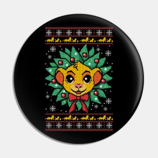 Lion christmas ugly sweater Pin