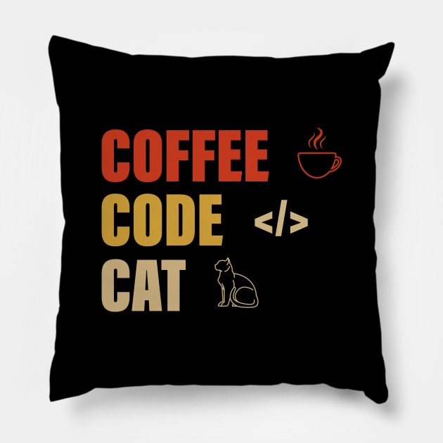 COFFEE CODE CAT Pillow by Meow Meow Cat