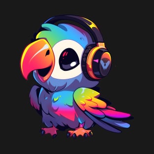 Colorful Parrot Headphones T-Shirt