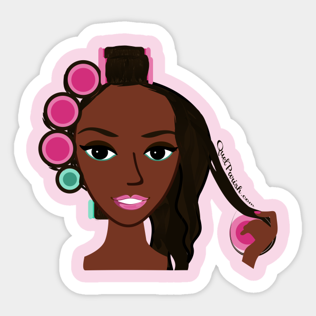 Hair Roller Set Beauty - Black Women Hair - Sticker | TeePublic Hair Roller Set Beauty - Black Women Hair - Sticker | TeePublic
