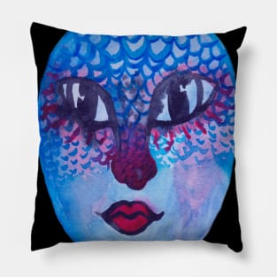 Blue Scaly Face Pillow