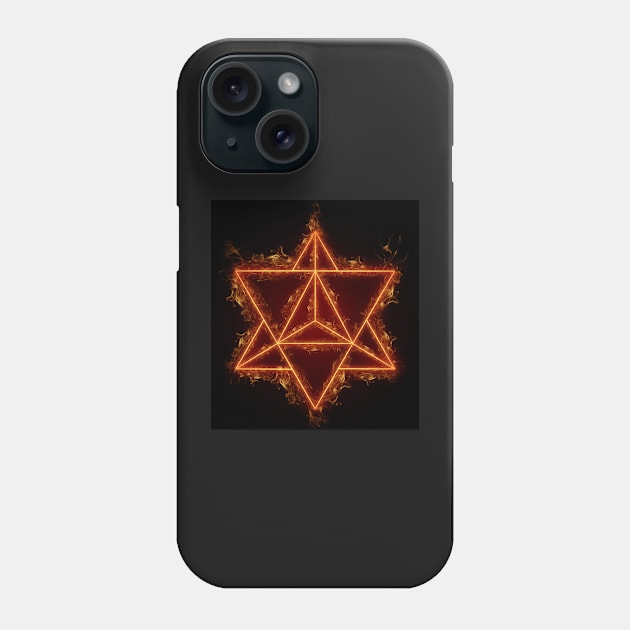 Flaming Merkaba - Sacred Geometry - Fire Art - Manafold Art Phone Case by Manafold