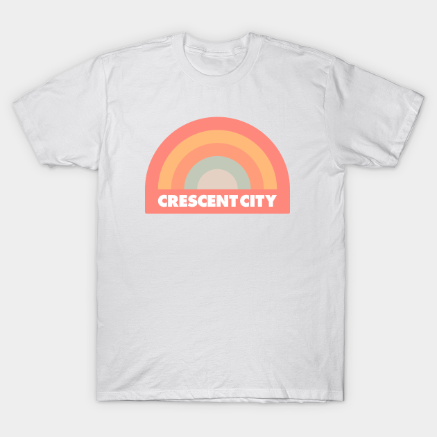 Discover Crescent City Retro Rainbow Badge Orange - Crescent City - T-Shirt