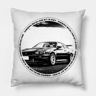 NISSAN SKYLINE GT-R R34 Black 'N White 4 Pillow