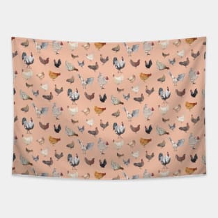 Chicken Happy pattern in rosegold Tapestry