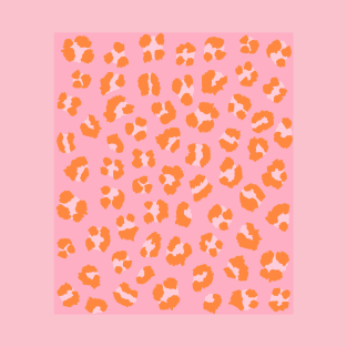 Leopard Cheetah Spots Print in Pink and Orange T-Shirt