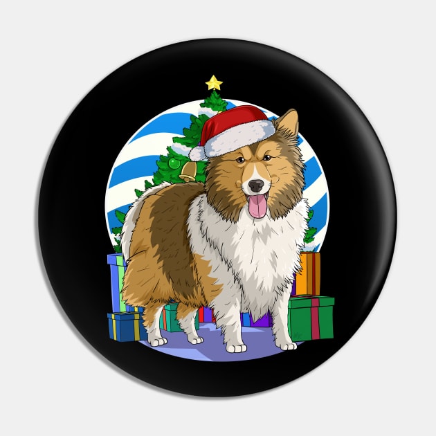 Shetland Sheepdog Dog Cute Santa Christmas Gift Pin by Noseking