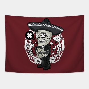 day dead skull playing guitar Tapestry