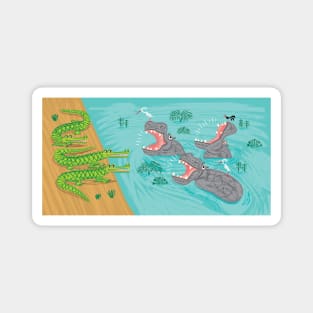 Crocodiles and Hippos Magnet