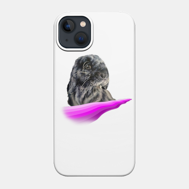 Beautiful black mini lop painting - Rabbit - Phone Case