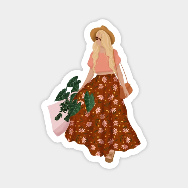 Modern plant lady illustration Magnet by Gush Art Studio 1