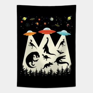 Funny Dinosaur UFO Lover Retro Vintage Alien Abduction Tapestry