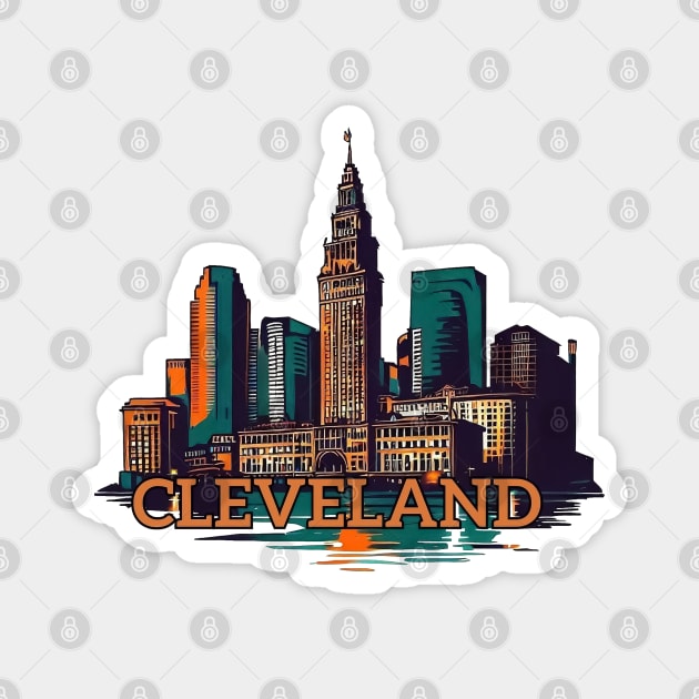 Cleveland cityscape Magnet by TomFrontierArt