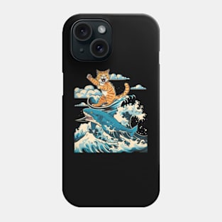 Cat Riding Shark Oceanic Thrill Seeker Phone Case