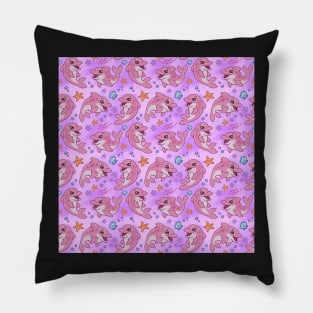 Happy Girls Pink Dolphin Pillow