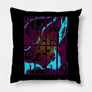 Montreal, Canada City Map Typography - Neon Pillow