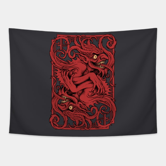 Devil Card Tapestry by Moutchy