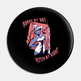 Nurse By Day Witch By Night Funny Halloween Nurse Pin