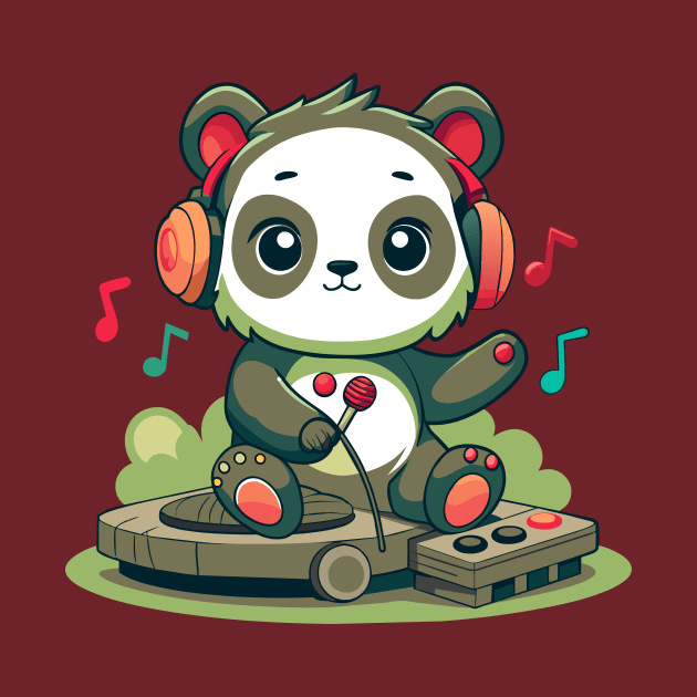 cute panda playing dj music by Shapwac12
