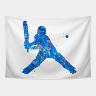 Cricket player blue art Tapestry