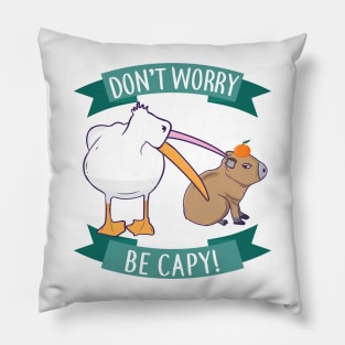 Don't Worry, Be Capy. Capybara Orange Unbothered Funny Pillow