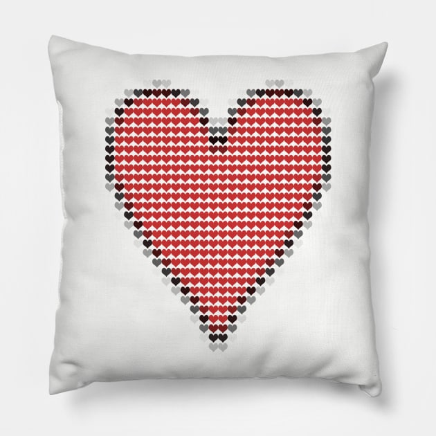 Red Valentines Day Heart Filled with Hearts Pillow by ellenhenryart