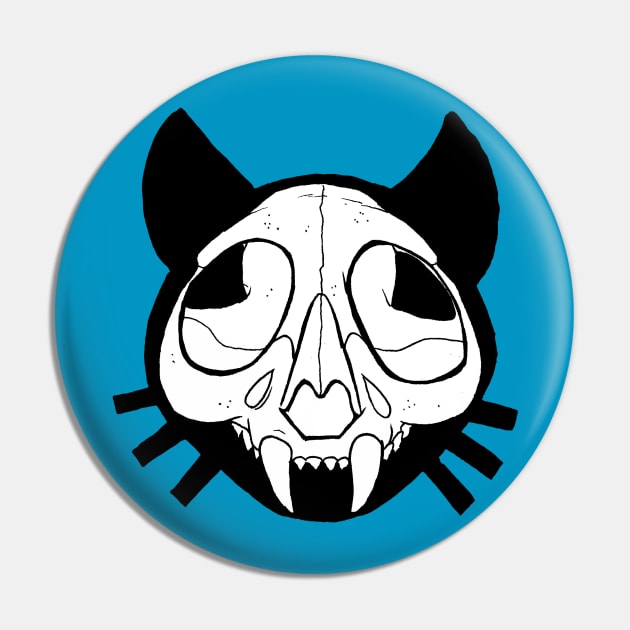 Halloween Black Cat Skull Pin by shikicraig